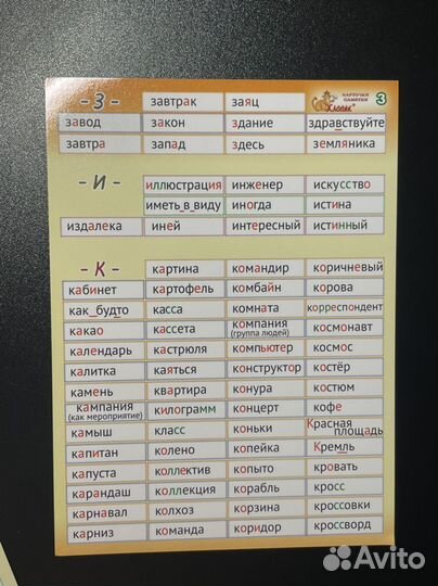 Карточка памятка