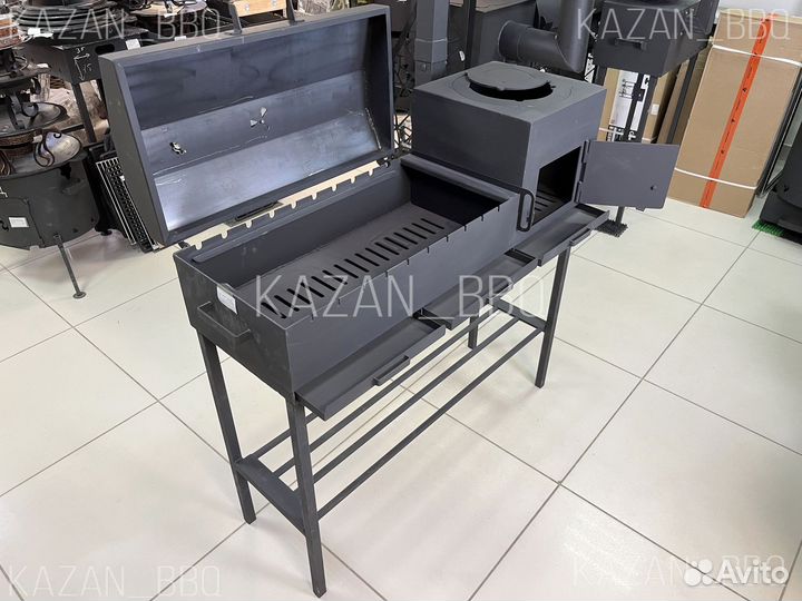 Мангал-гриль с печью под казан, зольниками