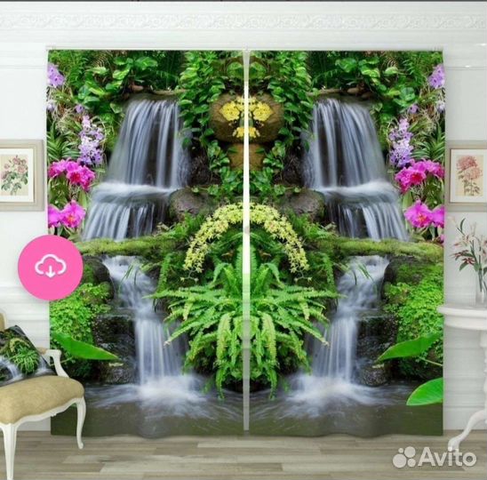 Комплект шторы и тюль на кухню