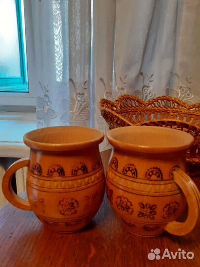 Кружки деревянные, пара