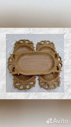 Астау - поднос деревянный, с казахским орнаментом