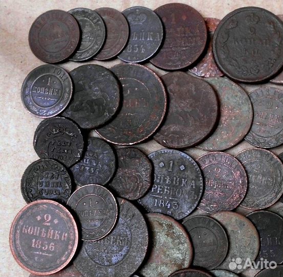 Старинные медные монеты 50 штук (лот-40 )