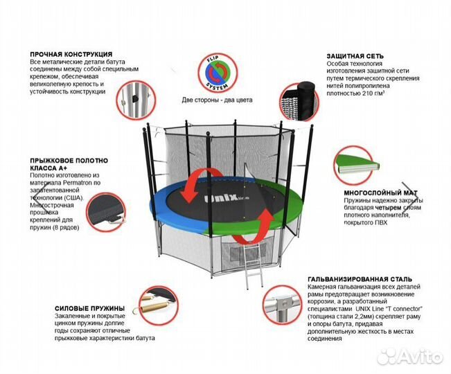 Батут с защитной сеткой для улицы
