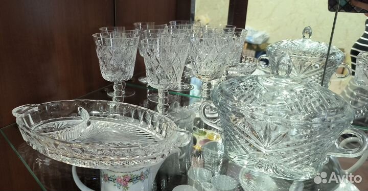 Хрусталь, фужеры, салатник СССР