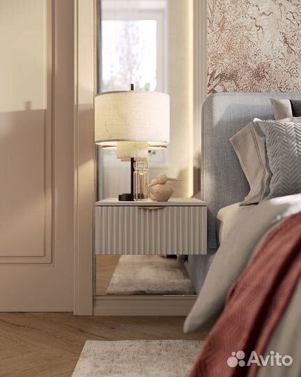 Тумба подвесная фасад рифленый серый