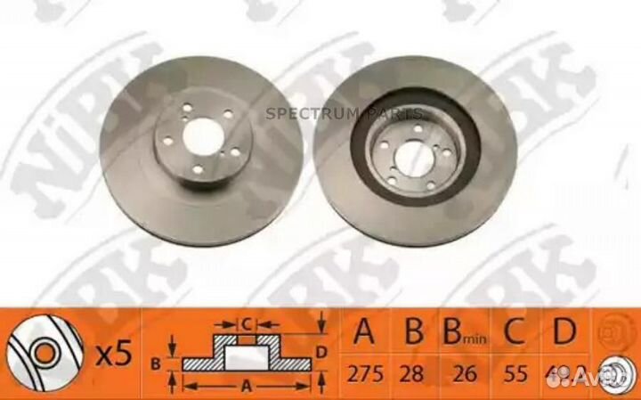 Nibk RN1384 / RN1384V Диск тормозной перед