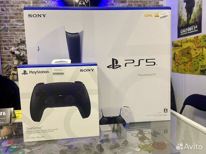 PS5 Slim + 2 DualSense (черный) + 1 год гарантии