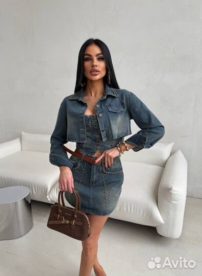 Джинсовый костюм женский