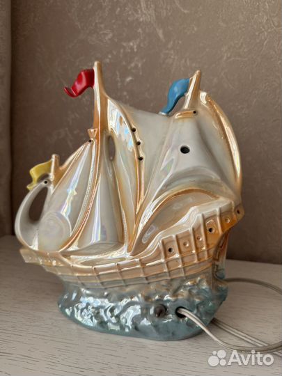 Светильник ночник Корабль, Парусник. 1970-е. ГДР