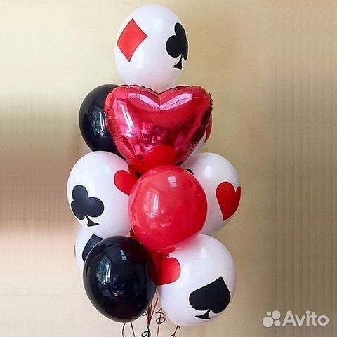 Фонтан из шаров 12шт масти, карты (код0132)