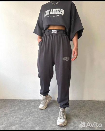 Женский спортивный костюм оверсайз с принтом LA