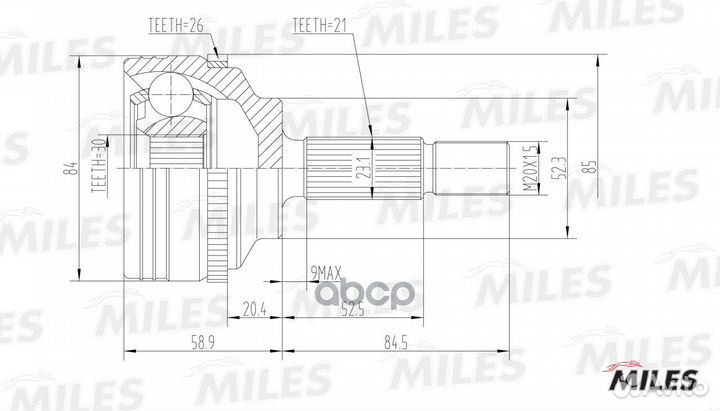 ШРУС наружный с ABS renault logan/clio (GKN