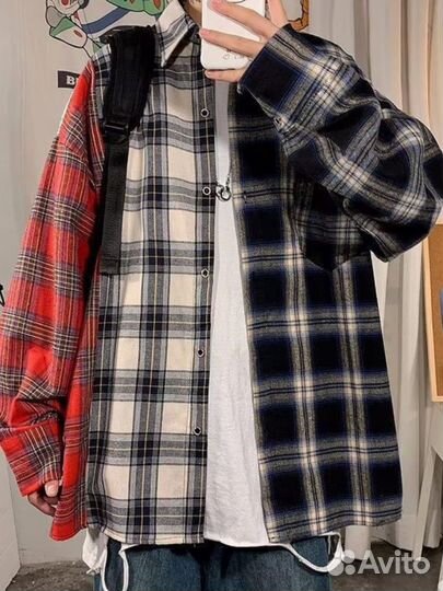 Рубашка пэчворк унисекс оверсайз