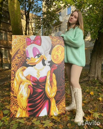 Современная картина Скрудж Макдак на холсте