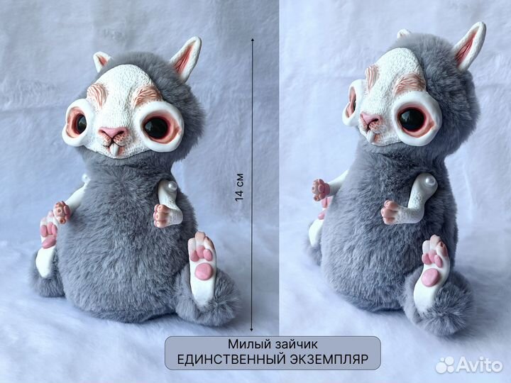 Игрушка ручной работы зайчик, смешанная техника