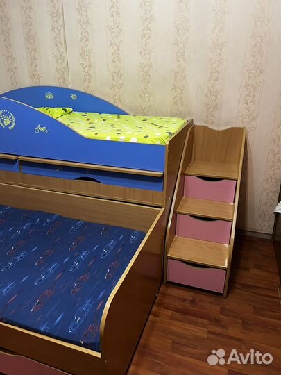 Детская двухярусная кровать с матрасом бу