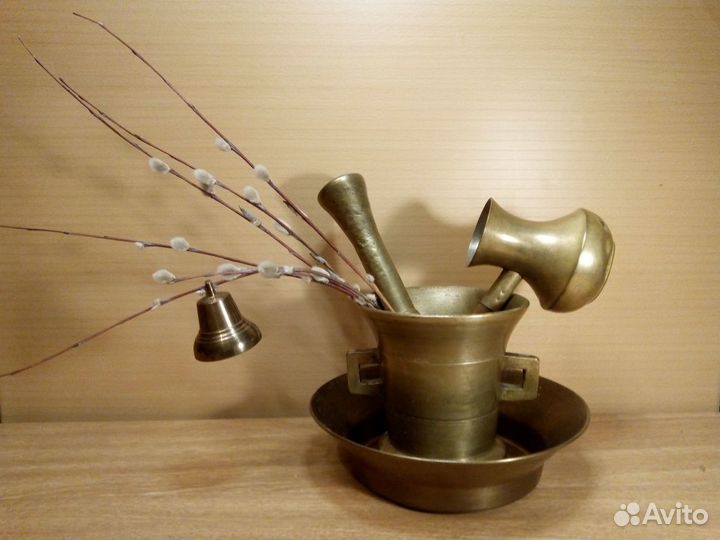 Посуда из латуни.Cтупка.Турка.Колокольчик.Декор