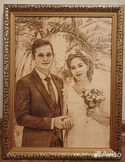 Портрет по фото на дереве