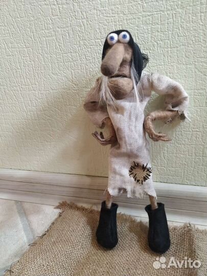 Баба Яга по мотивам Домовёнок Кузя)валяная игрушка