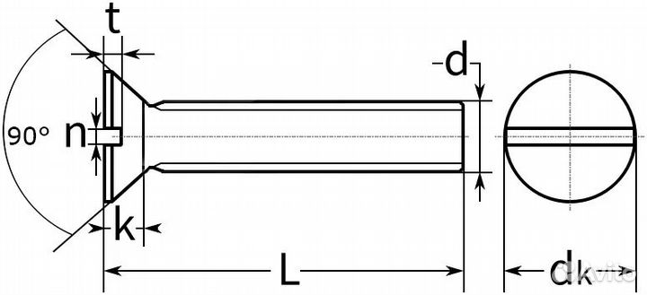 Винт потай прямой шлиц М3х12 DIN 963 латунь 200 шт