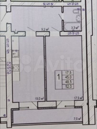 1-к. квартира, 44,9 м², 3/10 эт.