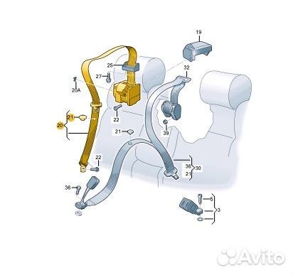 Ремень безопасности задний Skoda Karoq djka 2020