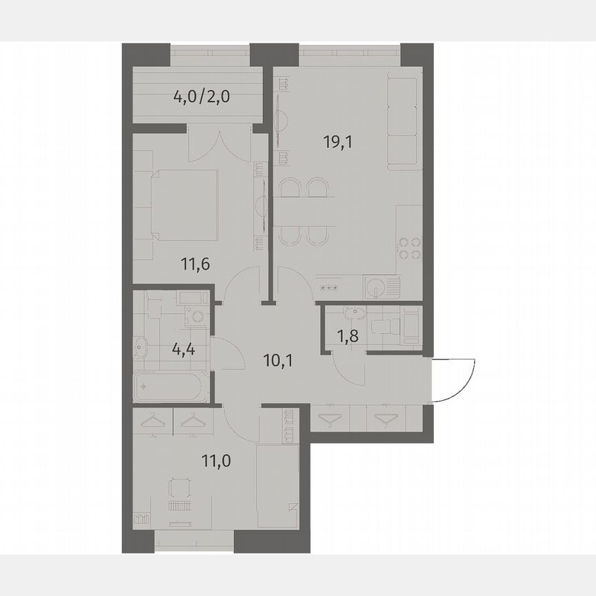 2-к. квартира, 60,1 м², 9/11 эт.