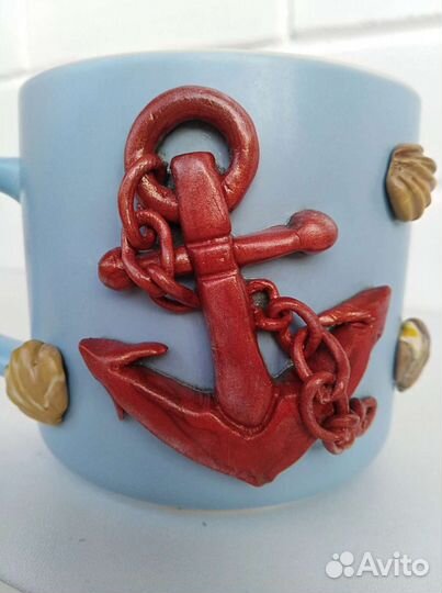 Кружка с декором из полимерной глины