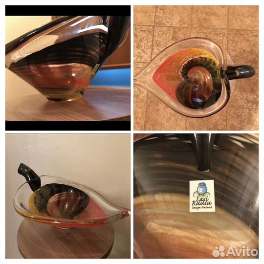 Ваза декоративная цветное стекло Финляндия