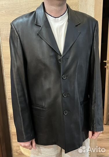 Мужской кожаный пиджак р-р 50-52