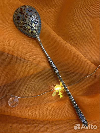 Ложка чайная Густав Клингерт серебро с эмалями