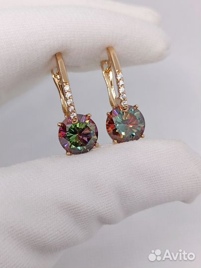 Серьги с фианитами золото медицинское