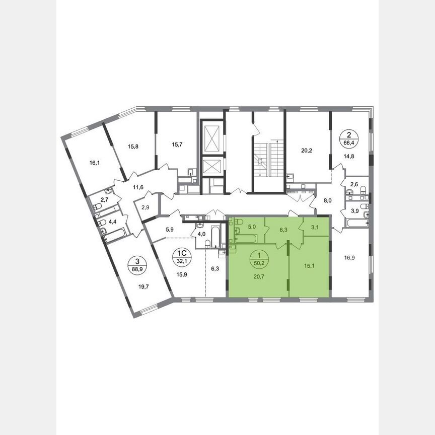1-к. квартира, 50,2 м², 14/17 эт.
