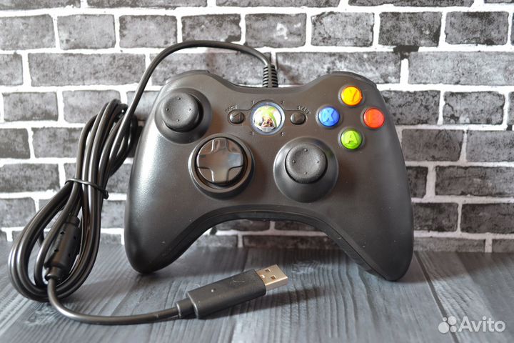 Джойстик Xbox 360/пк черный проводной (новый)