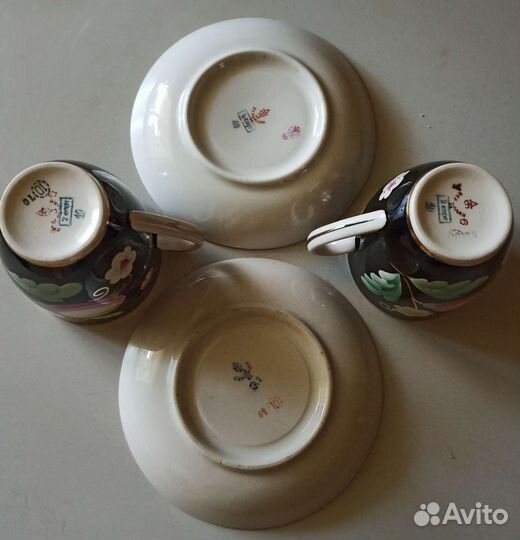 Чайная пара вербилки Слива на чёрном