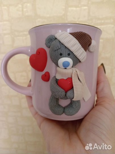 Кружка с декором ручной работы Тедди