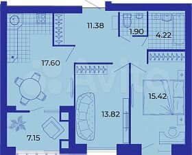 2-к. квартира, 72,1 м², 6/9 эт.