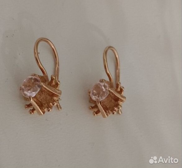 Золотые серьги СССР 583 проба с корундами
