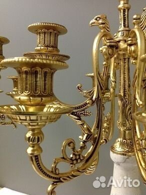 Подсвечники из бронзы с ониксом, золото