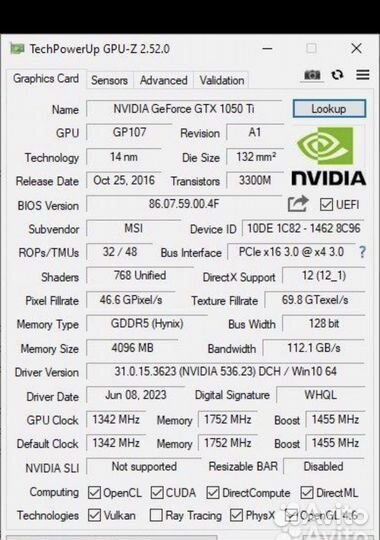 Видеокарта gtx 1050 ti 4gb