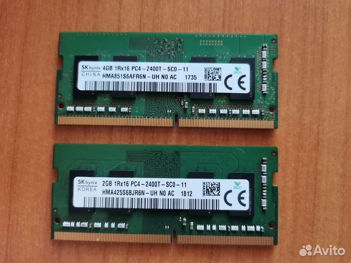 Оперативная память для ноутбука 6 Гб (4+2)