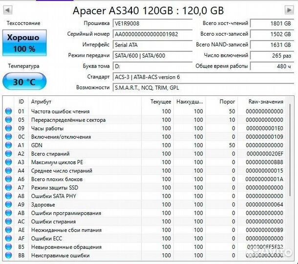 Ssd apacer 120gb