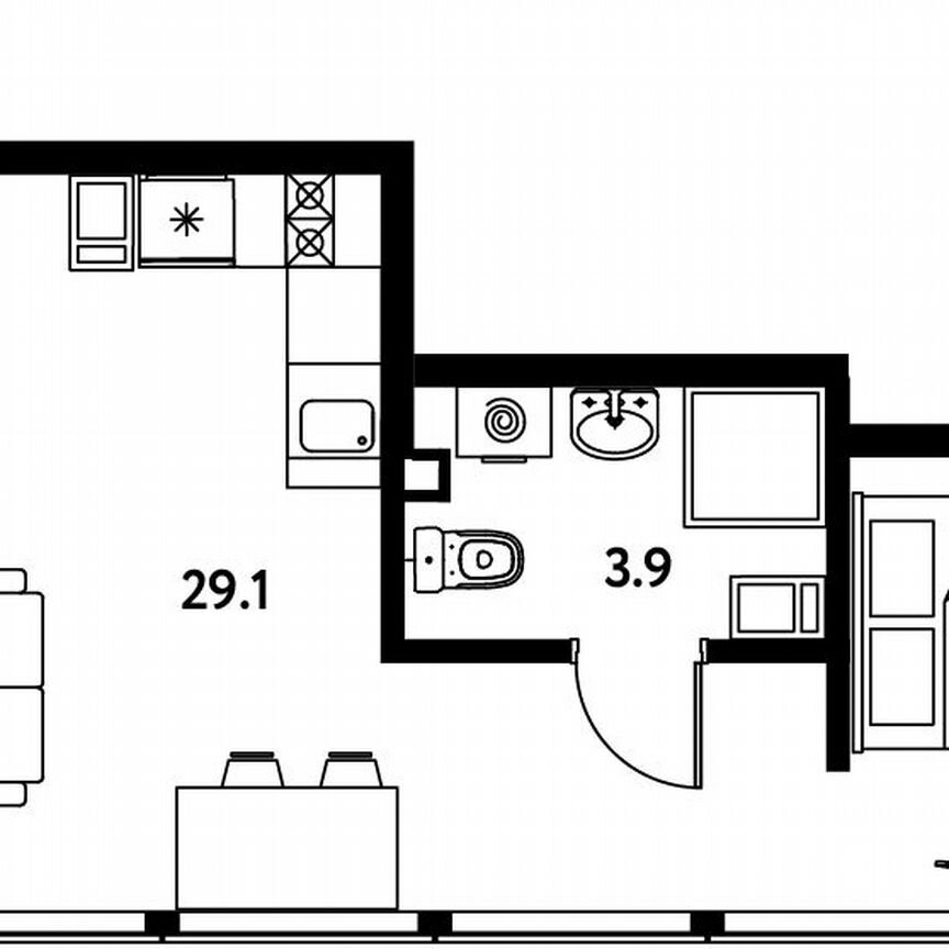 1-к. апартаменты, 33 м², 6/10 эт.