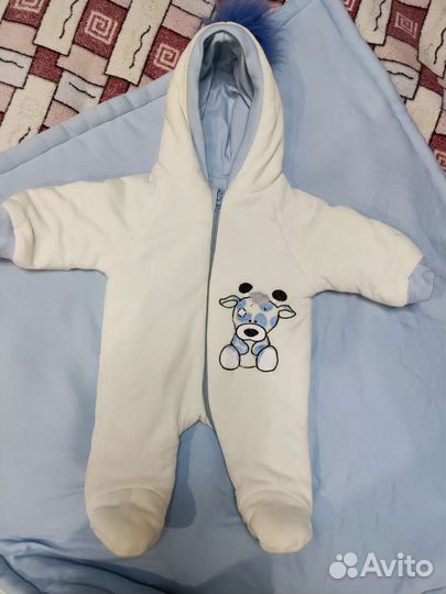 Комплект на выписку:одеяло/комбинезон/шапкаМальчик