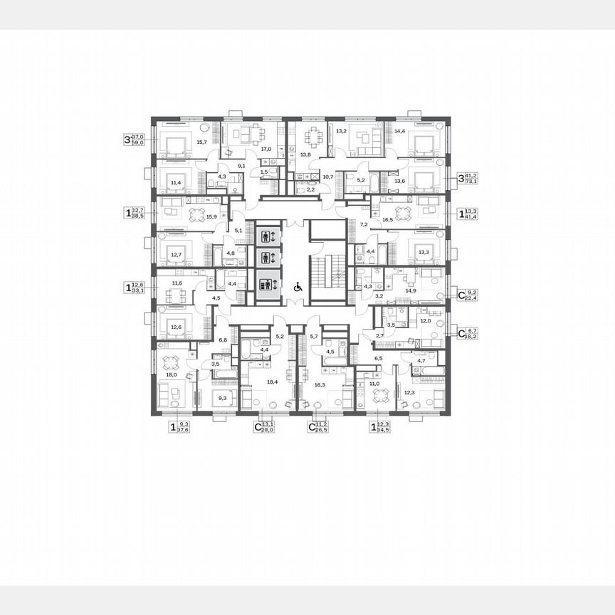 1-к. квартира, 34,5 м², 19/25 эт.