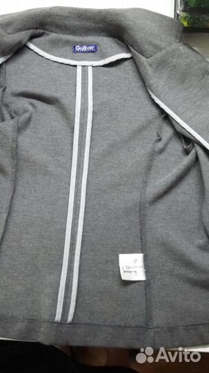 Пиджак+юбка+рубашка, серый, (1 класс) для девочки