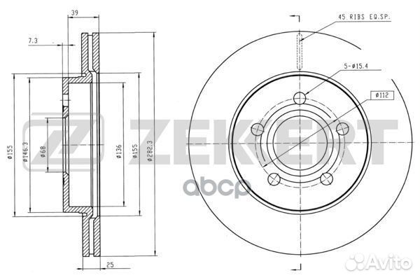 Диск торм. перед. VW Passat V 96- bs-5257 Zekkert