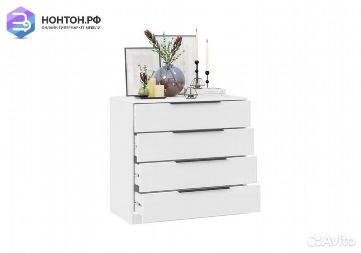 Комод Тесса белый жемчуг / белый глянец