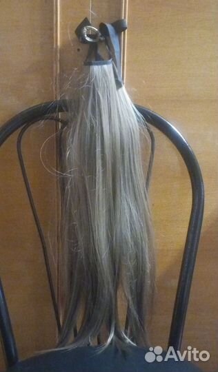 Хвост шиньон на ленте 60 см - холодно- русый