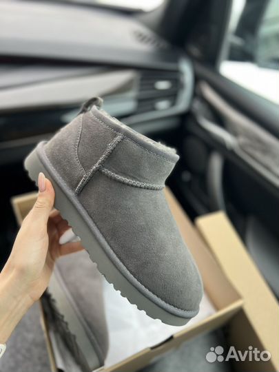 Угги ультра короткие серые